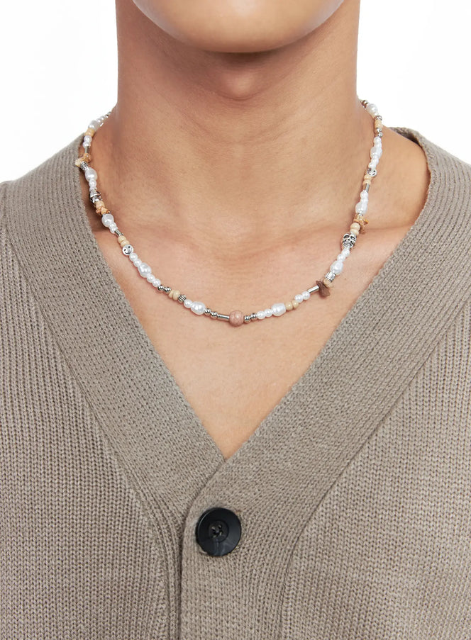 charm-bead-necklace-io506 / Beige