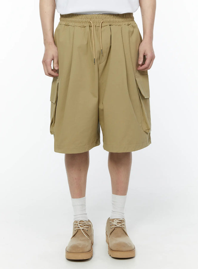 Men's Beige Cargo Bermuda Shorts IA530