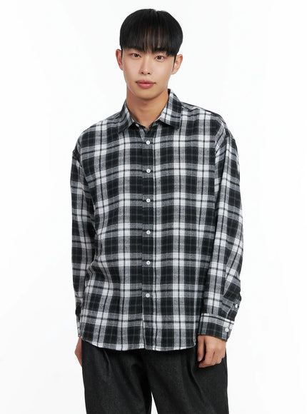 mens-classic-plaid-shirt-in518 / Black