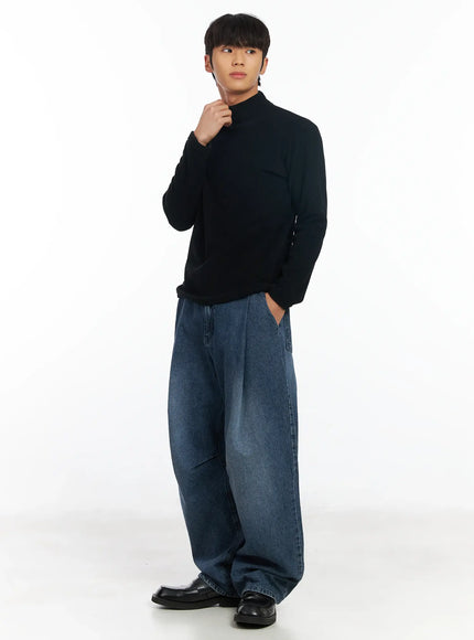 mens-fleece-mock-neck-if504 / Black