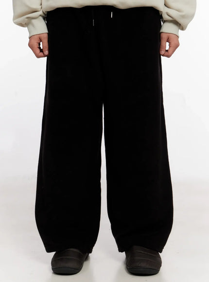 mens-wide-leg-fleece-pants-io528 / Black