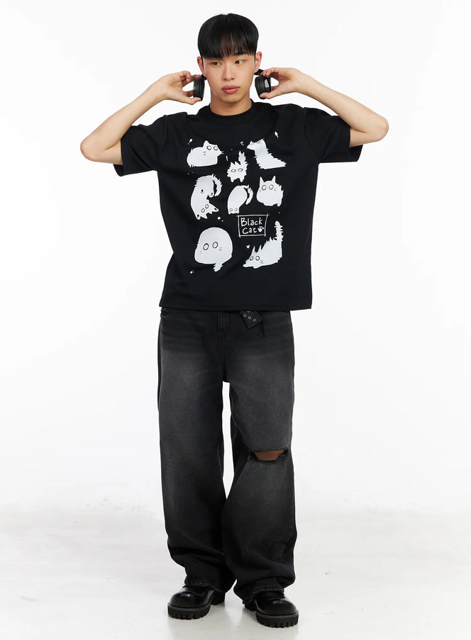 mens-kitty-graphic-t-shirt-ia501 / Black