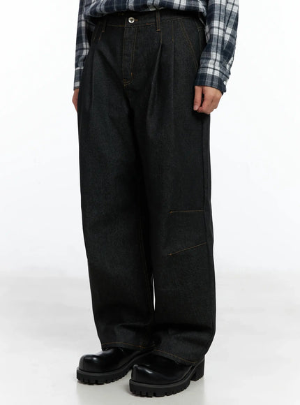 mens-pintuck-jeans-black-in518 / Black