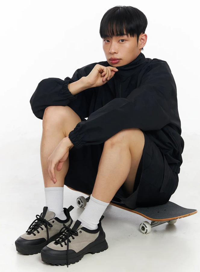 mens-dual-zip-windbreaker-ia502 / Black