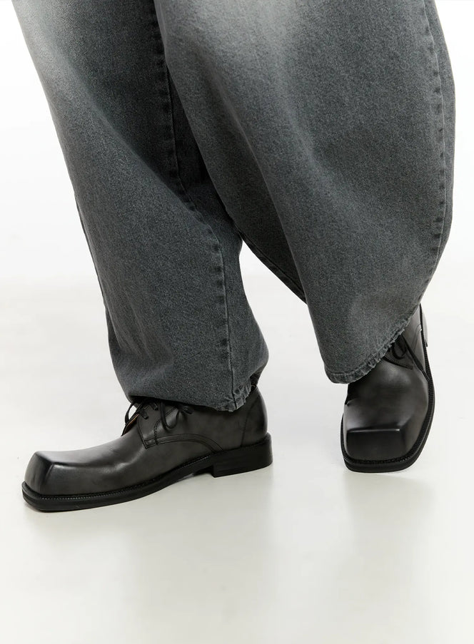 mens-vintage-square-toe-loafers-id502 / Black