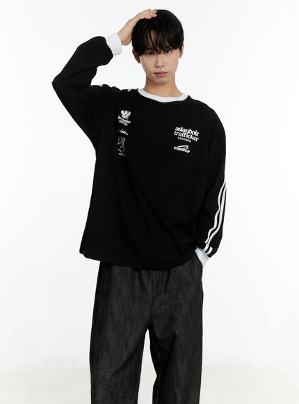 mens-graphic-long-sleeve-t-shirt-id502 / Black