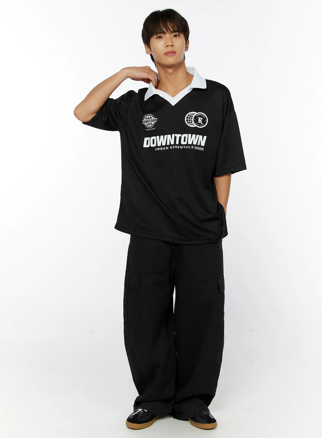 mens-graphic-collared-tee-iy514 / Black