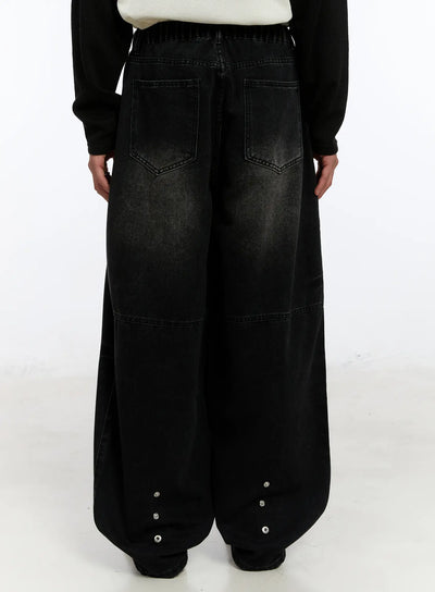 mens-black-washed-wide-leg-jeans-im530 / Black
