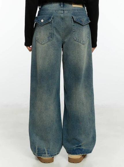 mens-wide-leg-vintage-style-jeans-if510 / Blue