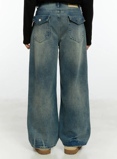 mens-wide-leg-vintage-style-jeans-if510 / Blue