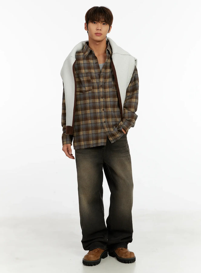 mens-casual-checkered-shirt-id523 / Brown