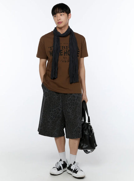 mens-graphic-print-t-shirt-ia517 / Brown