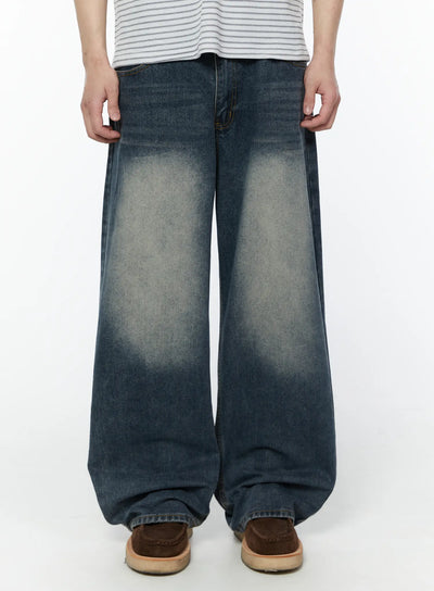 mens-vintage-wash-jeans-ia530 / Dark blue