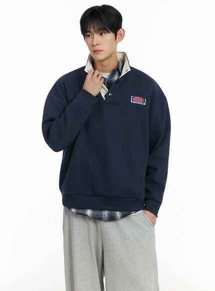 mens-brother-on-the-road-patch-half-snap-sweatshirt-if517 / Dark blue