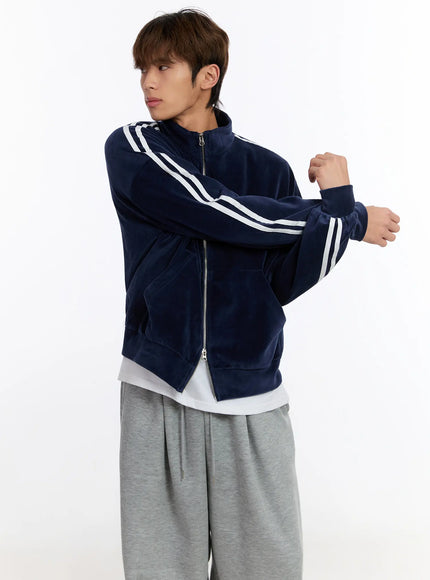 mens-striped-track-jacket-in528 / Dark blue