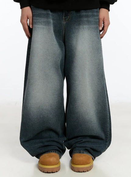 mens-wide-leg-baggy-jeans-im503 / Dark blue