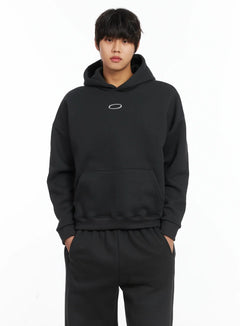 mens-basic-logo-embroidered-fleece-hoodie-ij512 / Dark gray