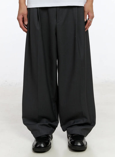 mens-two-tuck-wide-leg-trousers-im530 / Dark gray