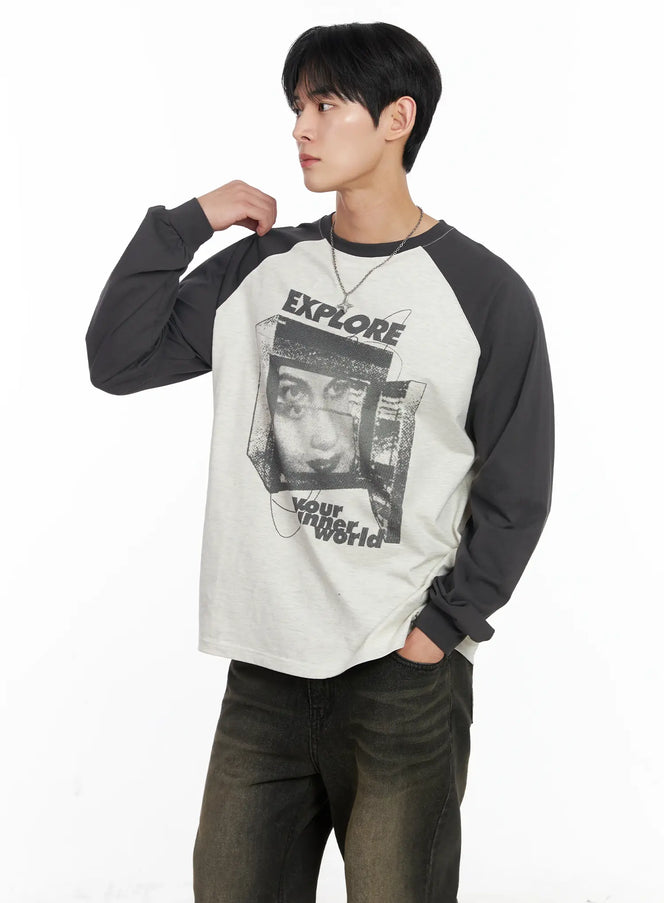 mens-explore-graphic-long-sleeve-tee-ij521 / Dark gray