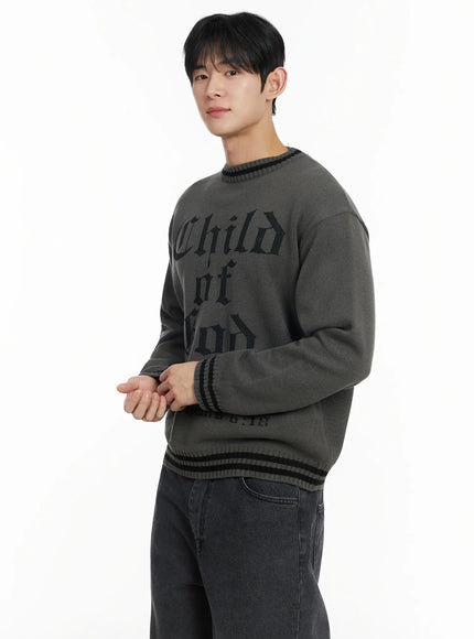 mens-child-of-god-graphic-knit-sweater-if517 / Dark gray