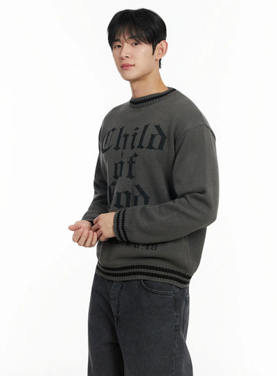 mens-child-of-god-graphic-knit-sweater-if517 / Dark gray