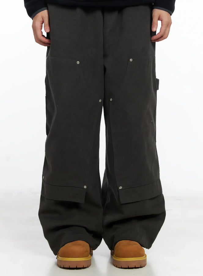 mens-wide-cotton-carpenter-pants-ij521 / Dark gray