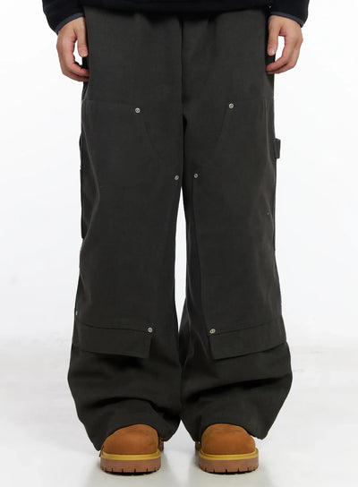 mens-wide-cotton-carpenter-pants-ij521 / Dark gray