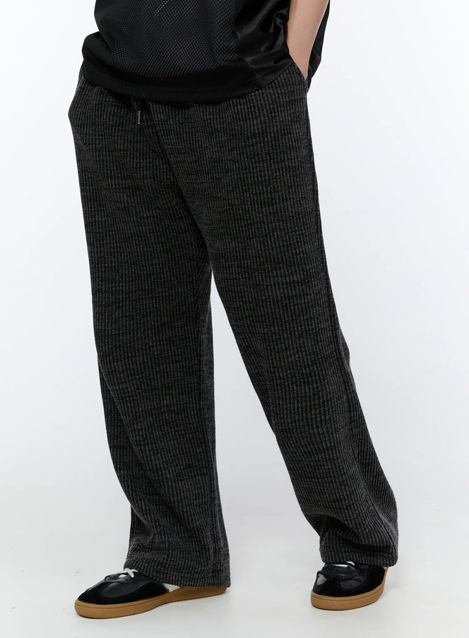 mens-ribbed-wide-leg-sweatpants-dark-gray-ia517 / Dark gray
