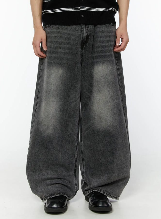 mens-hael-balloon-fit-washed-jeans-iu504 / Dark gray