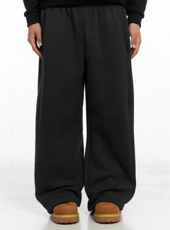 mens-basic-logo-embroidered-fleece-lined-sweatpants-ij512 / Dark gray