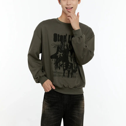 mens-urban-casual-graphic-sweatshirt-io531 / Dark green