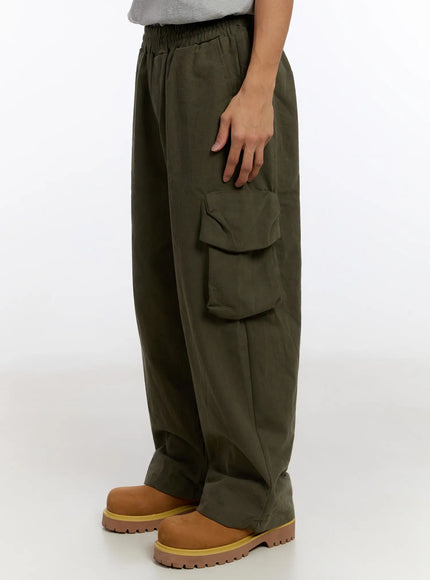 mens-wide-leg-cargo-pants-in524 / Dark green