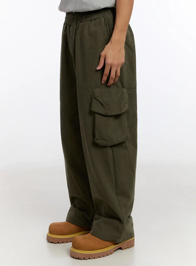 mens-wide-leg-cargo-pants-in524 / Dark green
