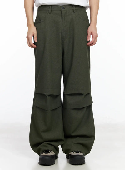 mens-wide-leg-parachute-pants-im518 / Dark green