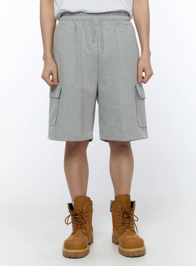 mens-cargo-sweat-shorts-ia517 / Gray