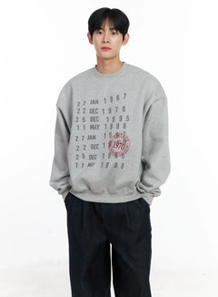 mens-vintage-date-print-sweatshirt-ij521 / Gray