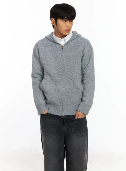 mens-knit-zip-up-hoodie-if506 / Gray