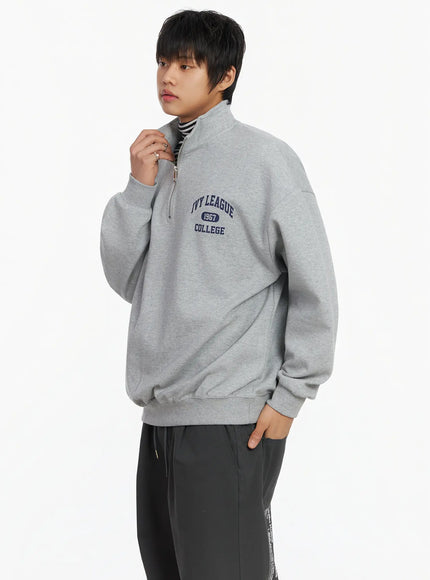 mens-collegiate-graphic-quarter-zip-sweatshirt-ij527 / Gray