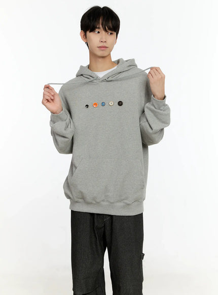 mens-button-detail-hoodie-in503 / Gray
