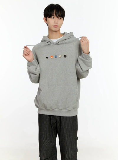 mens-button-detail-hoodie-in503 / Gray