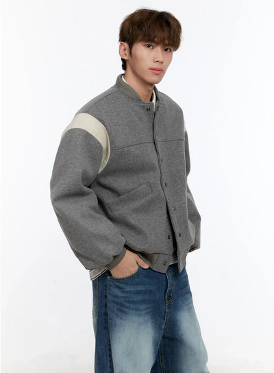 mens-wool-blended-bomber-jacket-in512 / Gray
