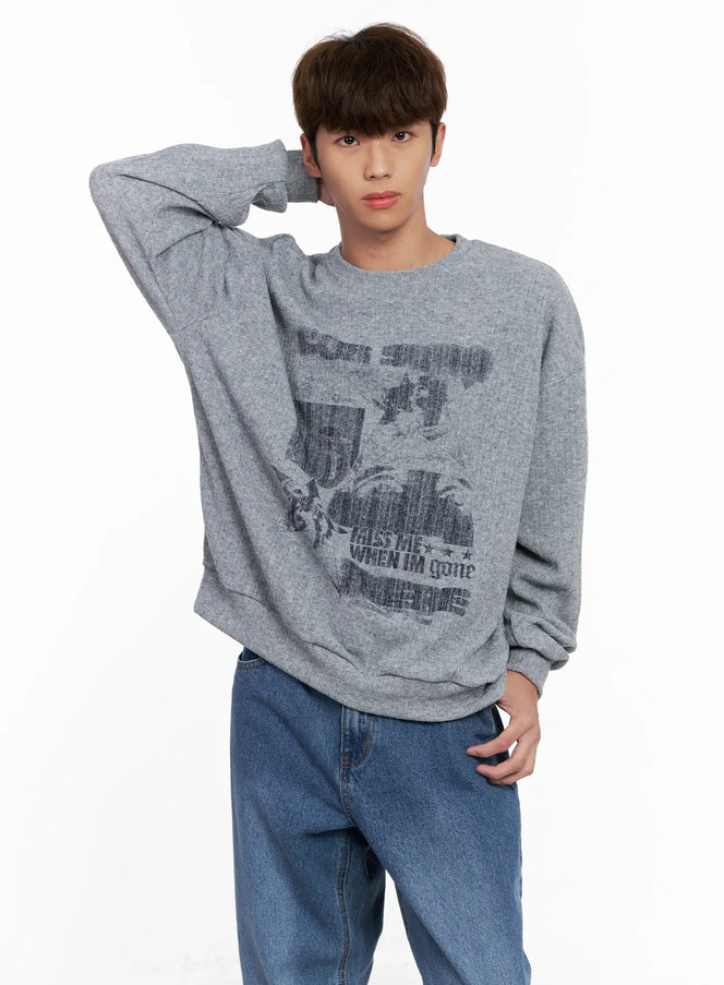 mens-graphic-sweater-io506 / Gray