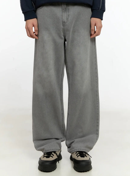mens-wide-leg-denim-jeans-gray-io531 / Gray