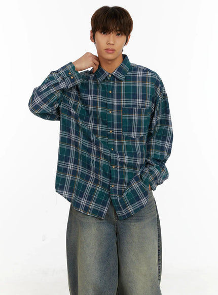mens-oversized-plaid-shirt-id524 / Green