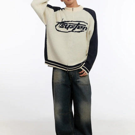 mens-knit-round-zip-up-in524 / Light beige