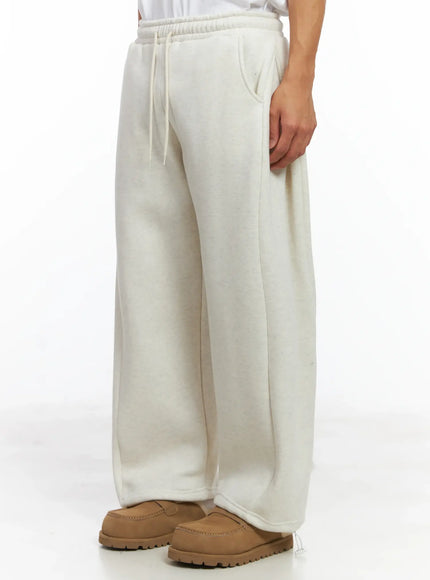 mens-side-pintuck-fleece-sweatpants-ij514 / Light beige