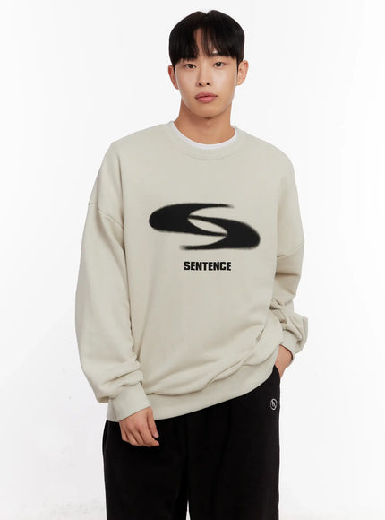 mens-casual-graphic-sweatshirt-io528 / Light beige