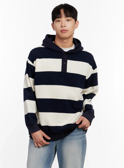 mens-striped-rugby-hoodie-io523 / Light beige