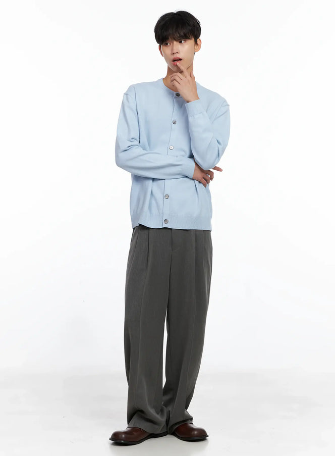 mens-classic-round-cardigan-is519 / Light blue