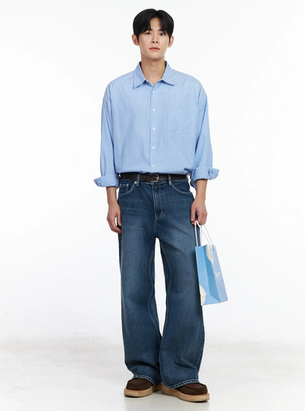 mens-oversized-stripe-shirt-im523 / Light blue